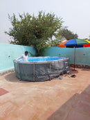 Bestway Power Steel 16' x 10' x 42" Oval Frame Swimming Pool Set with Filter, Ladder and Cover