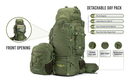 Tripole Colonel Pro Metal Frame Rucksack | Front Opening | Detachable Bag | Rain Cover | 90 Litres