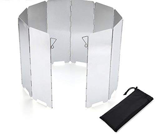 Folding Stove Windscreen - 10 Panels Wind Shield Aluminium Alloy Windshield Camp Stove Wind Screen for Stove in Camping, Hiking, Backpacking, Picnicking