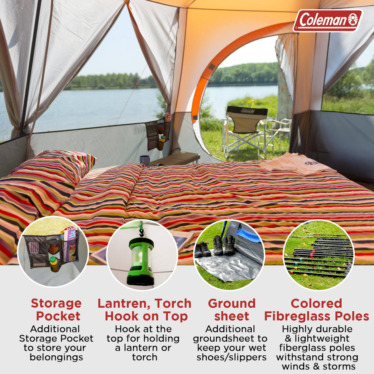 coleman 8 man tent Coleman Cortes Octagon 8 Tent (Orange)