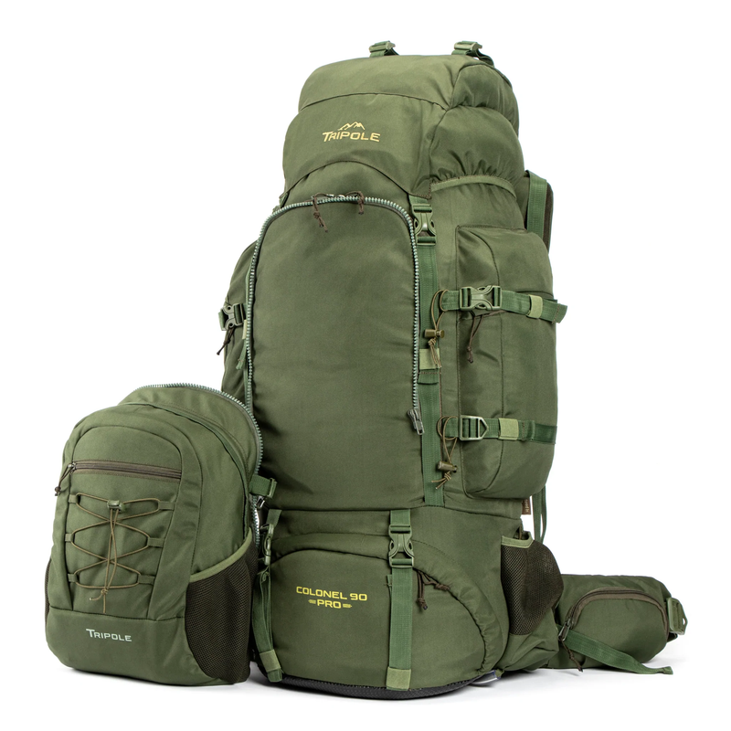 Tripole Colonel Pro Metal Frame Rucksack | Front Opening | Detachable Bag | Rain Cover | 90 Litres