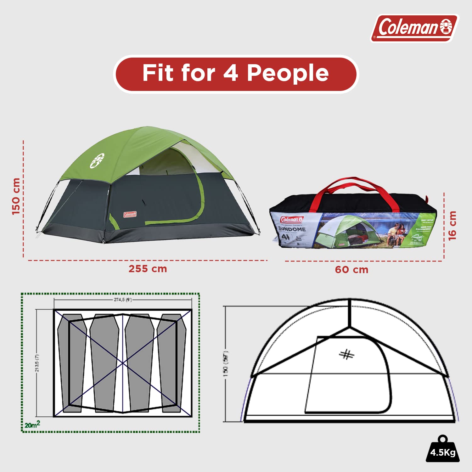 Coleman Sundome 4 Person Tent 6492