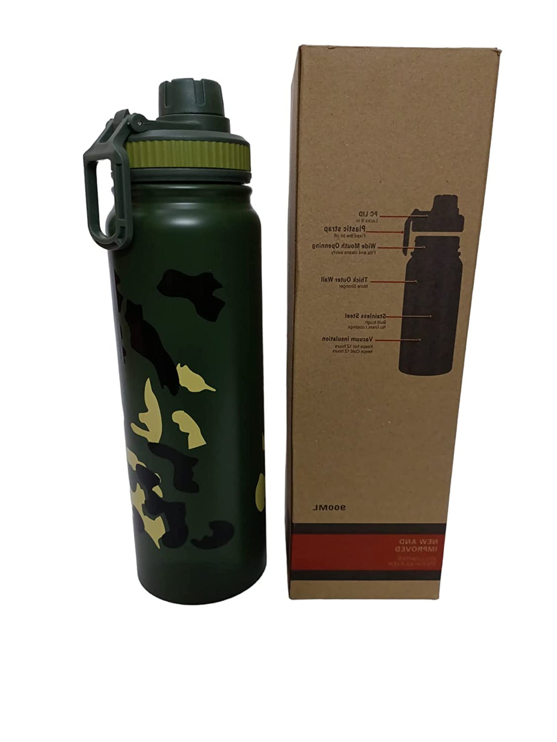 Camo Stainless Steel Water Bottle | Double Wall Vacuum | Insulated Fla