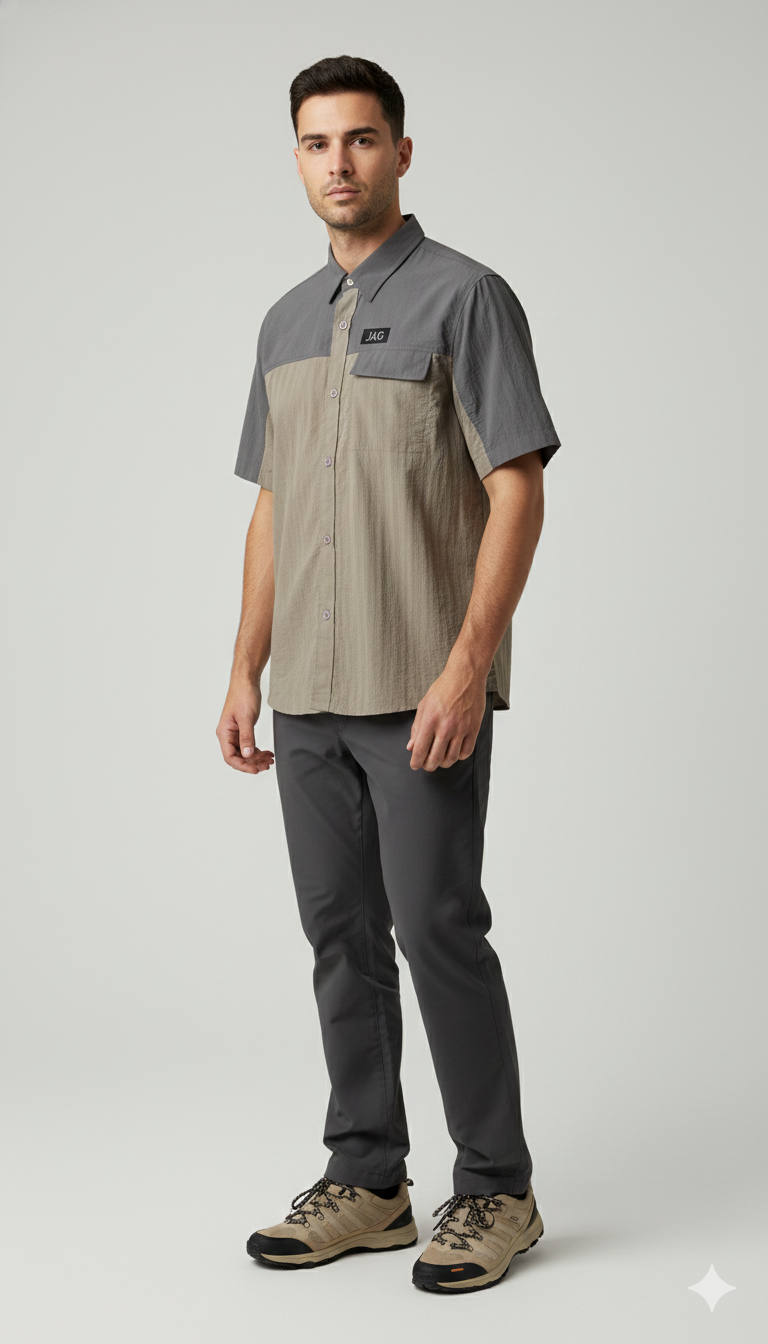 JAG Summit Seeker Hiking, Trekking & Travel Shirt | Ultra Light Parachute Fabric | Half Sleeves | Quick Dry | Asteriod