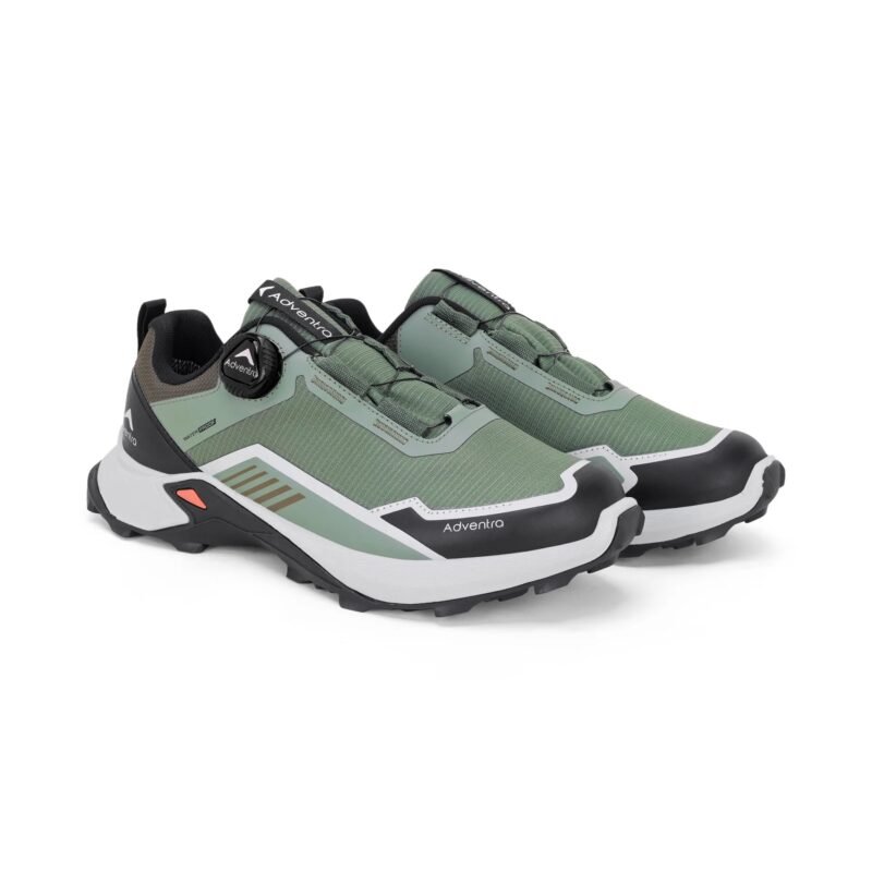 Adventra Men Waterproof Low-Top Hiking Shoes with Auto-Lacing (ET1102) Olive Green