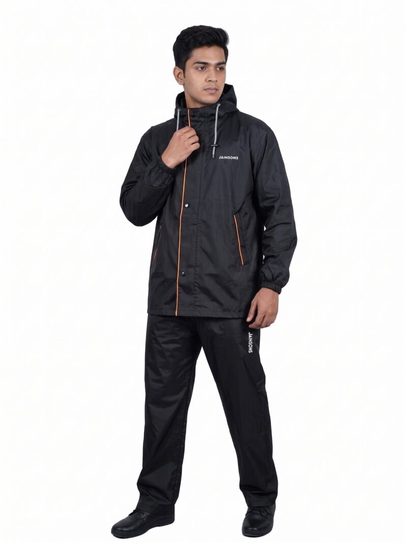Jainsons Men's Rio Safari Raincoat Set | Black & Yellow | Poly Micro Seam Sealed | 3000MM Waterproof Tested