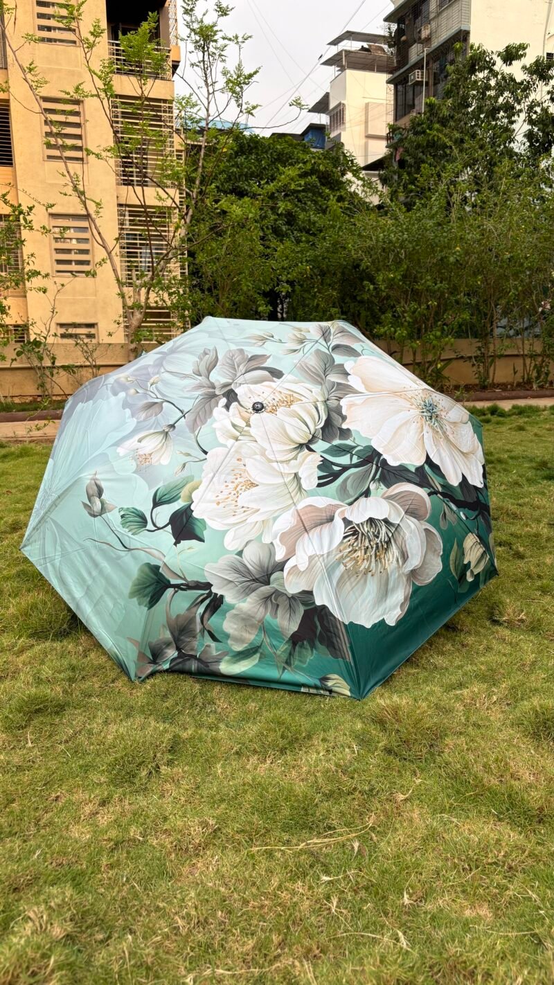 Jainsons Digital Print Luxe 3 Fold Umbrella | Flora Green| Timeless Art