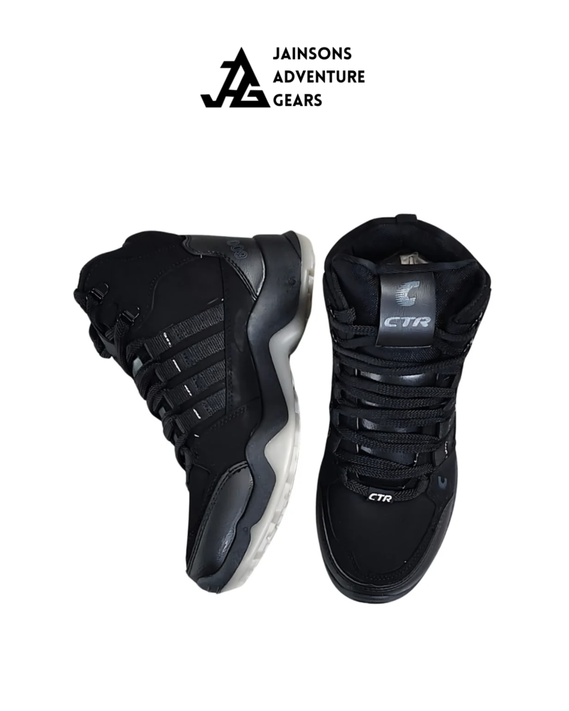CTR RUB 600 Series High Ankle Hiking & Trekking Shoes | Jet Black | Light Weight | Unisex | Coasters Trekking Shoes