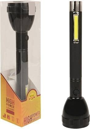 Long Range LED Torch 2400mAh Battery Torch Torch (Black, 12 cm, Rechargeable) | Lithium Battery