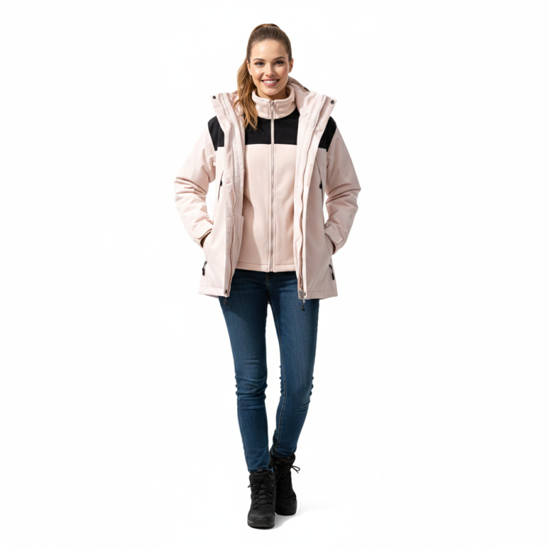 JAG Polar Pro Double Jacket | Fleece Jacket with Windcheater | All Weather | 3 in 1 | Pink