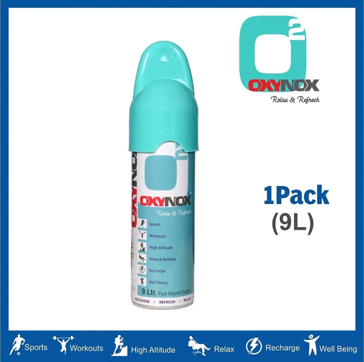 OXYNOX Relax & Refresh 9 Ltr. Pure Natural Oxygen Can | Portable Non-Medicinal Supplemental Oxygen for Energy, Sports & High Altitude | Made in India