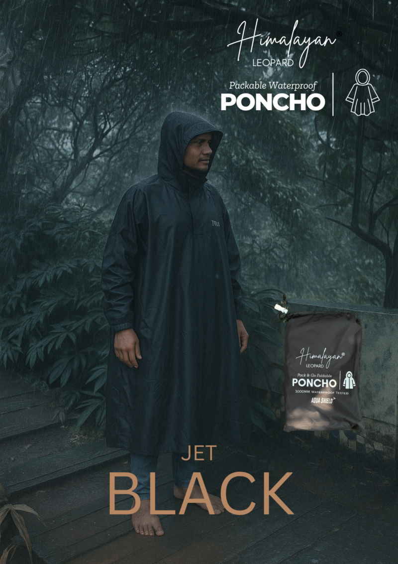Himalayan Leopard Pack and Go Foldable Poncho | Ultra Light Series | 3000MM Water Repellent | Self Foldable | Unisex