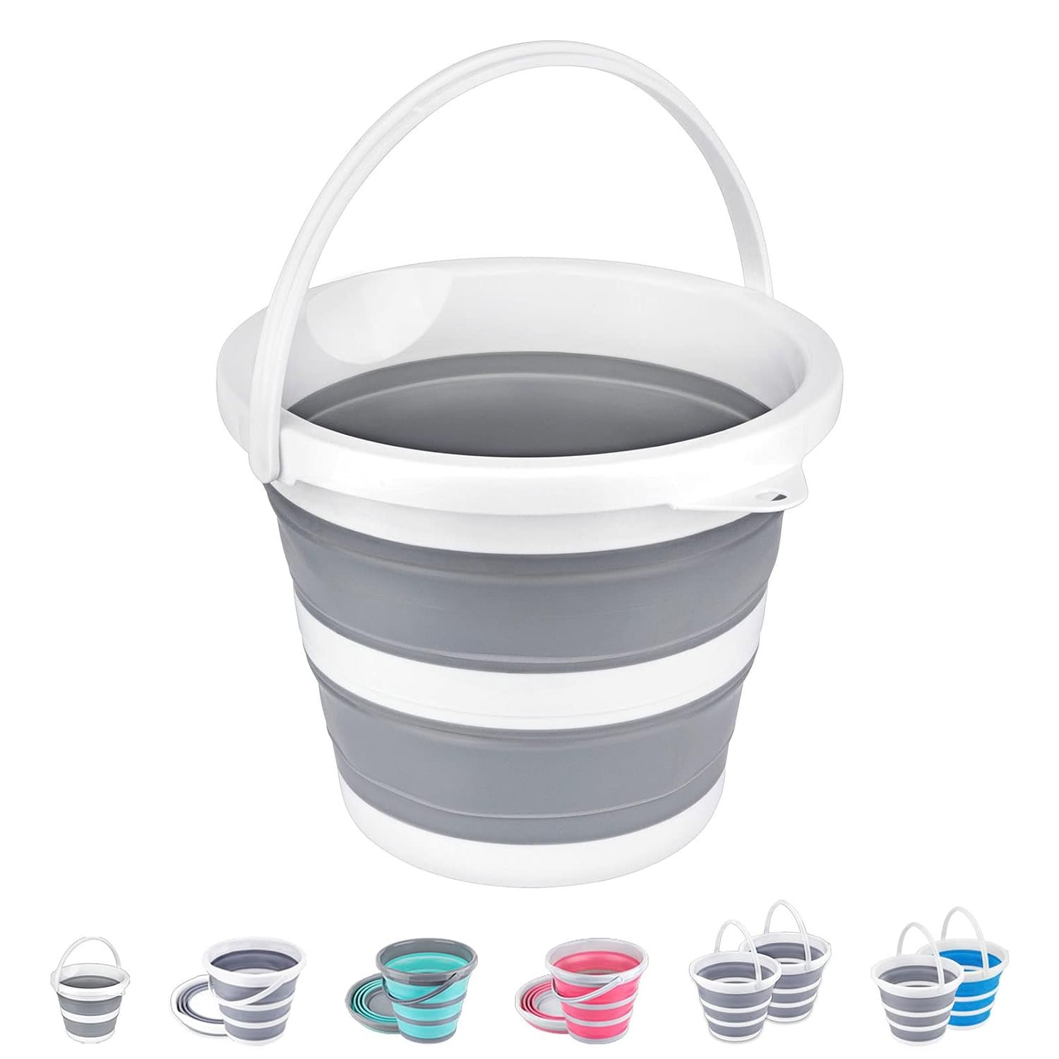 Collapsible Bucket 5L 1.3Gallon Small Cleaning Bucket Mop Buckets for Household Outdoor Car Washing Tub Plastic Foldable Portable Camping Beach Sand Water Pot Pail Space Saving Round