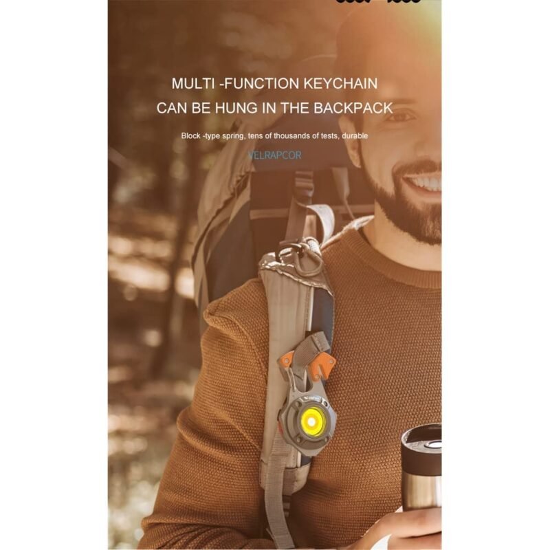 USB Rechargeable Long Range Keychain Emergency Torch Light with Lighter