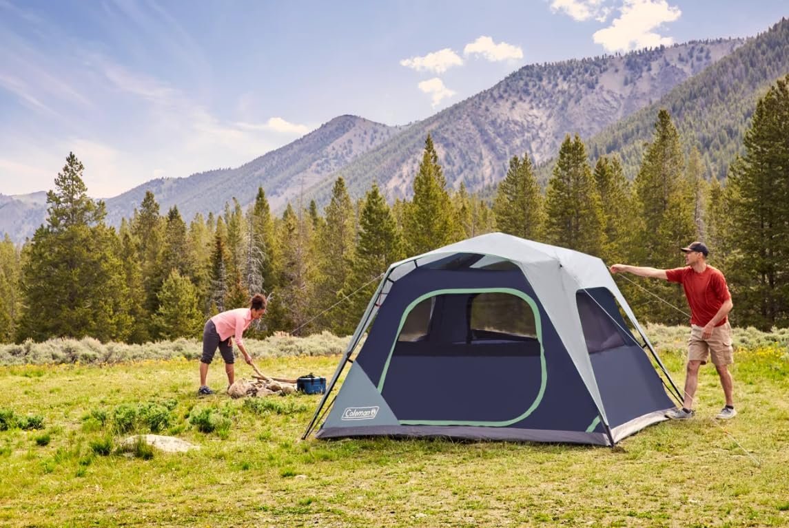 Coleman Skylodge 6 Person Instant Tent with Pre-Attached Steel Poles, Double Door Access, Enhanced Ventilation, and E-Port Access