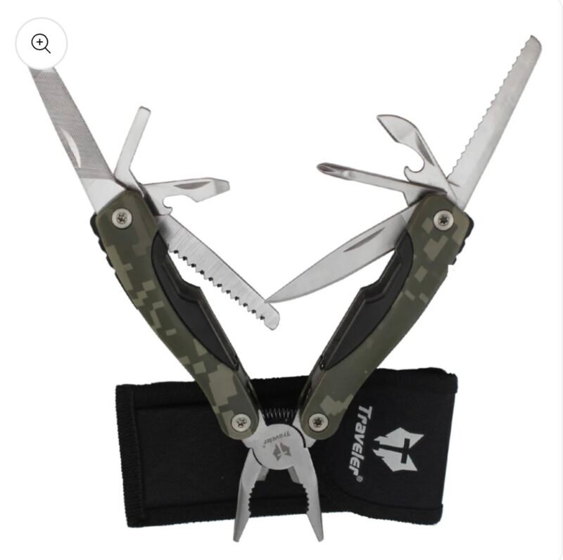 JAG|Traveler Multi-Tool Plier – 9-in-1 Camouflage Stainless Steel Survival Gear for Camping & Outdoor Adventure