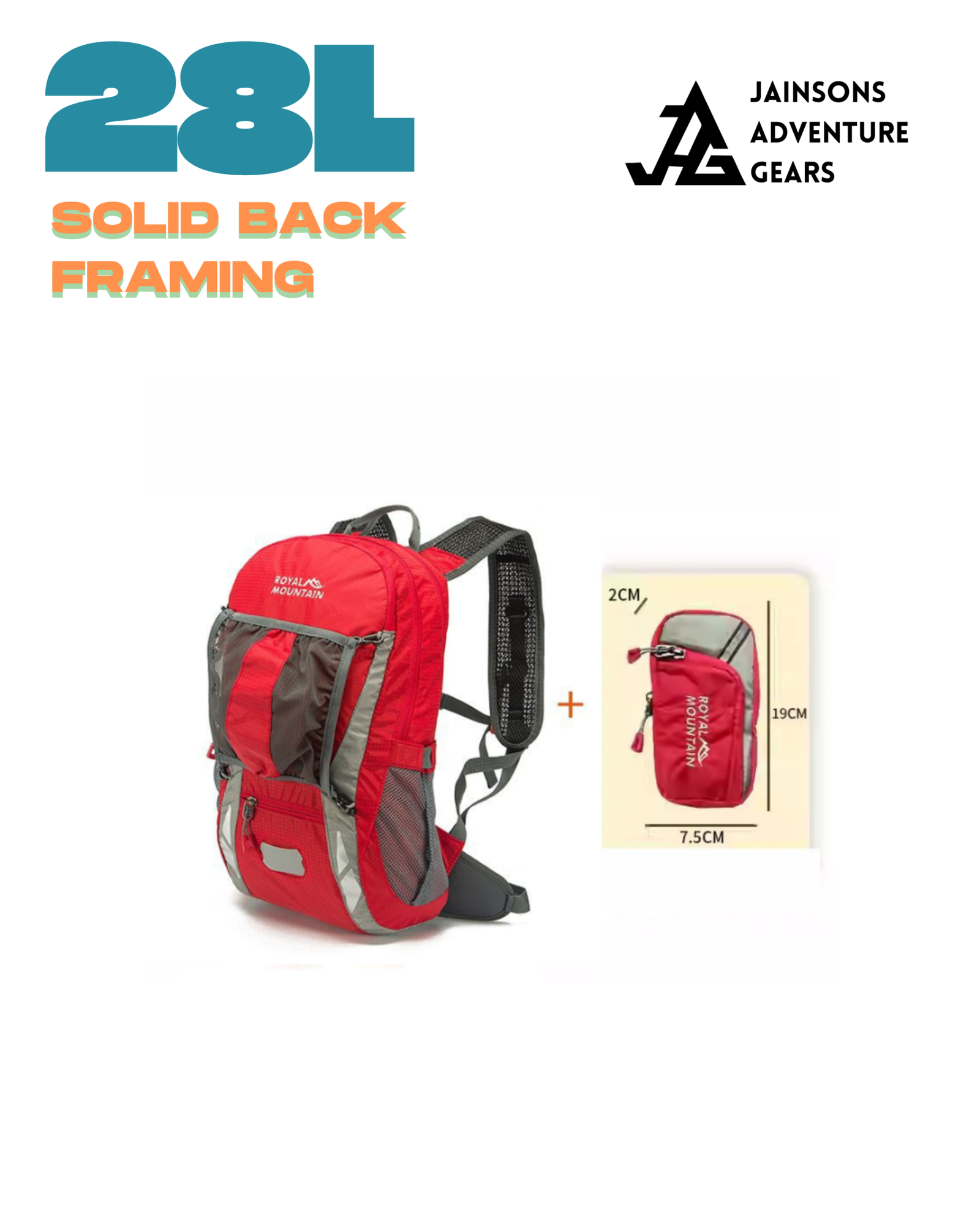 JAG 28L DECOMPRESS ULTRALIGHT TREKKING BACKPACK 28L – LAPTOP COMPARTMENT TRAVEL BAG FOR HIKING, CAMPING & OUTDOOR ADVENTURES - Image 3