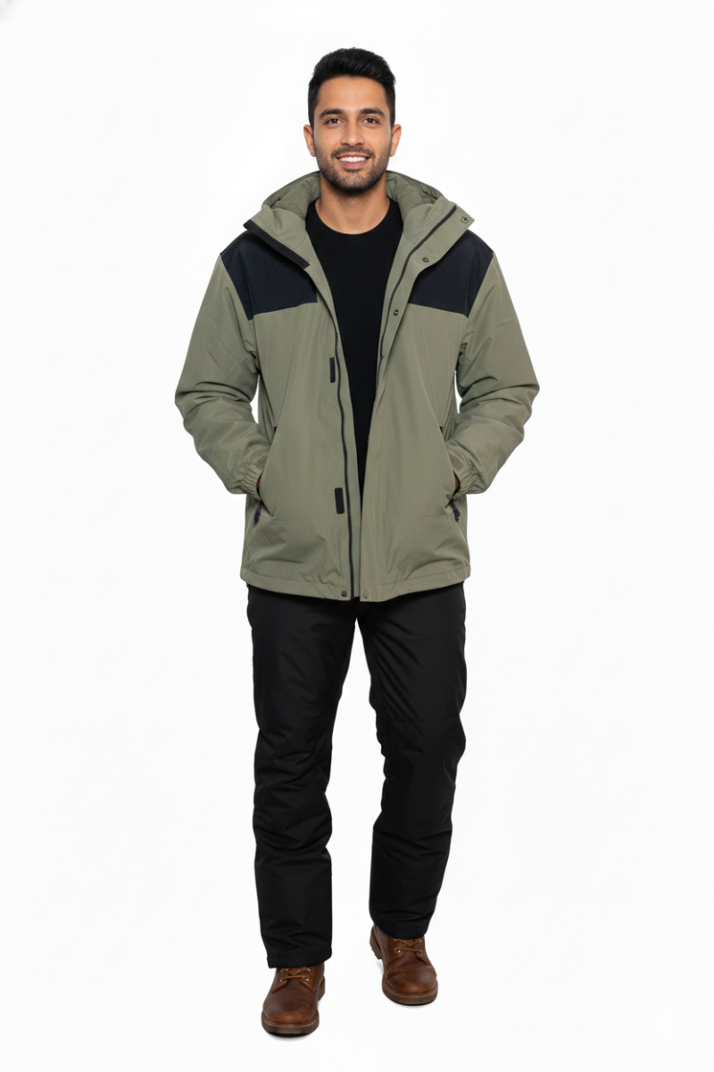 JAG Polar Pro Double Jacket | Fleece Jacket with Windcheater | All Weather | 3 in 1 | Olive