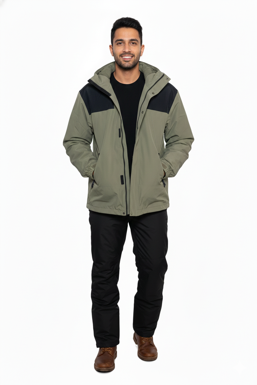 JAG Polar Pro Double Jacket | Fleece Jacket with Windcheater | All Weather | 3 in 1 | Olive