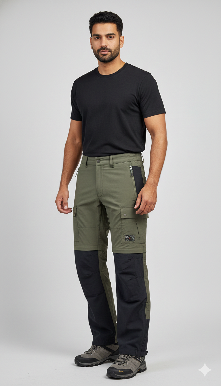JAG TerraTrek Convertible Limited Edition Trekking Pant | Woods | Bottom Zipper | Ultra Light Crush Fabric