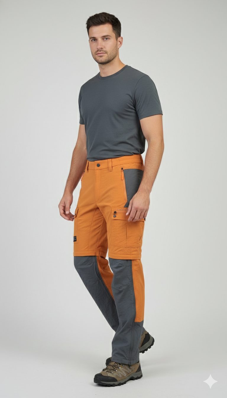 JAG TerraTrek Convertible Limited Edition Trekking Pant | Cosmic Orange | Bottom Zipper | Ultra Light Crush Fabric