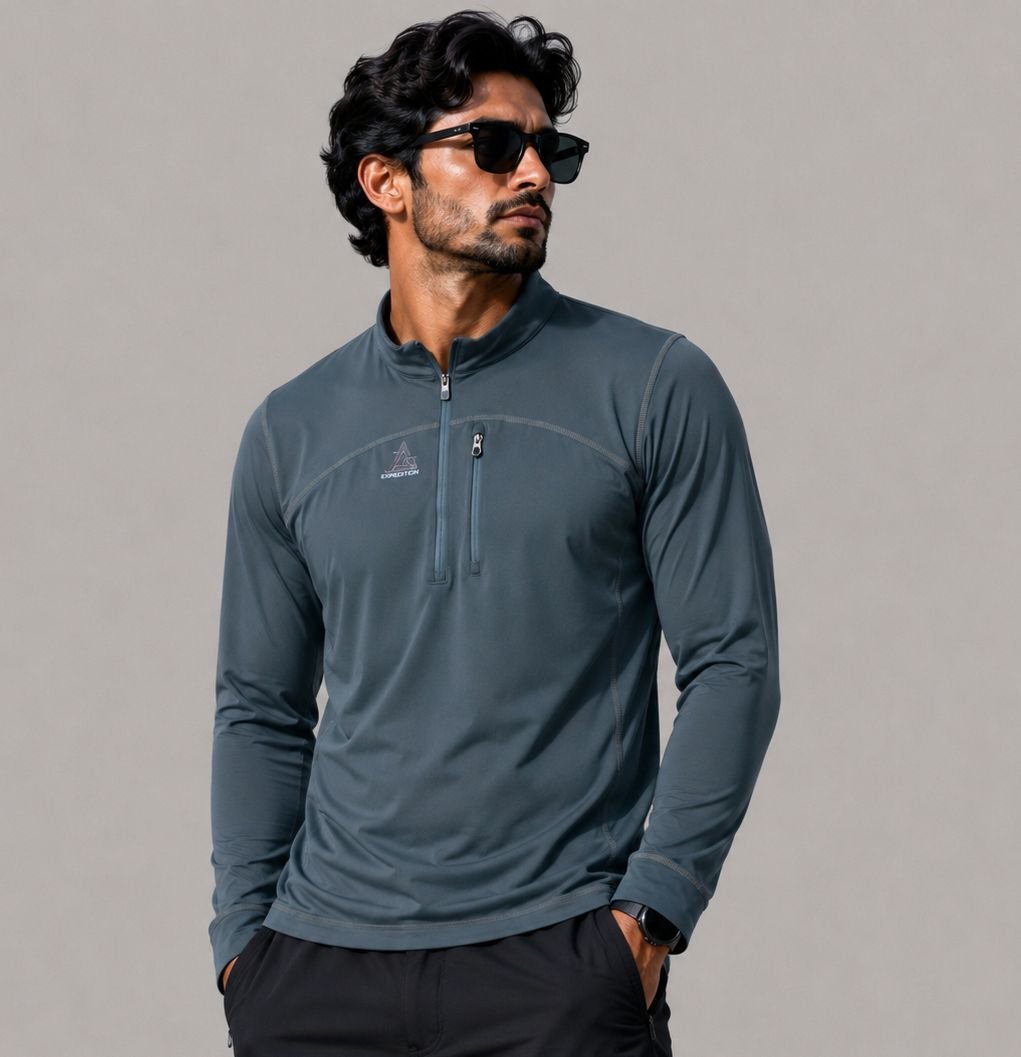 JAG Summit Seeker Series Full Sleeves Tshirt | UPF 50+ Protection | Hiking Tshirt | Trekking Tshirt | Steel Blue