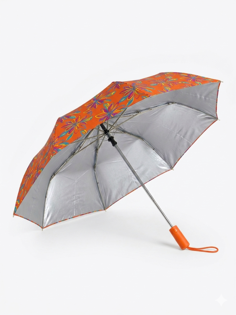 Jainsons Bloom X4 Umbrella | 2 Fold Umbrella | Silver Print | Flora 8