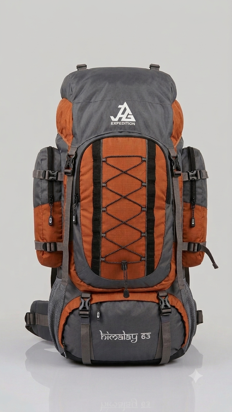 JAG Himalay 63L Metal Frame Rucksack with Rain Cover for Trekking & Travel | Front Opening | Laptop Sleeve | Men & Women | 3 Year Warranty | 63 Litre - Image 3