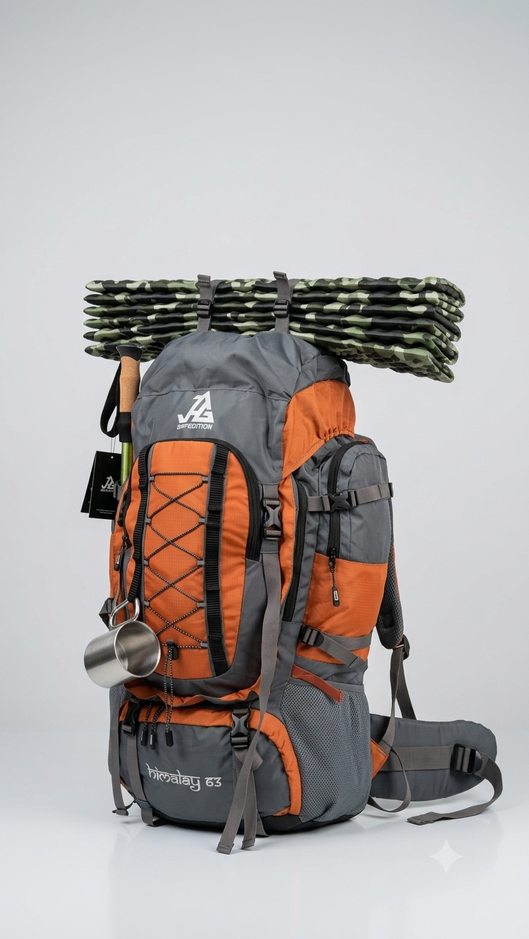 JAG Himalay 63L Metal Frame Rucksack with Rain Cover for Trekking & Travel | Front Opening | Laptop Sleeve | Men & Women | 3 Year Warranty | 63 Litre - Image 18