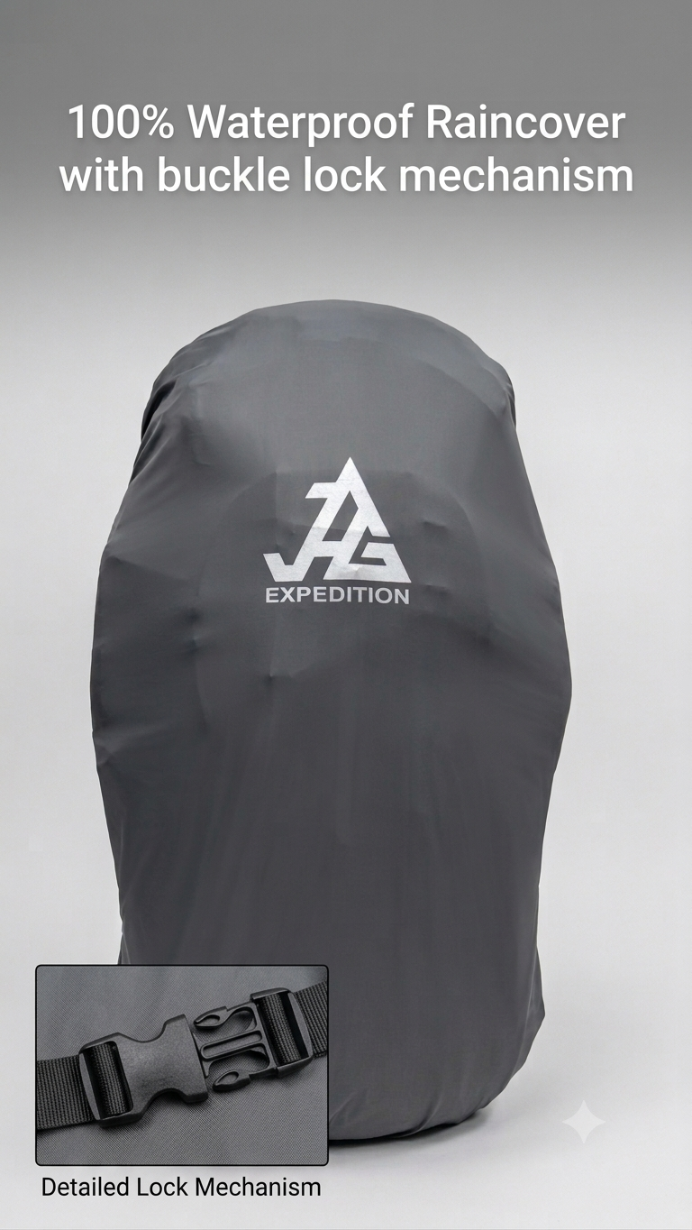 JAG Himalay 63L Metal Frame Rucksack with Rain Cover for Trekking & Travel | Front Opening | Laptop Sleeve | Men & Women | 3 Year Warranty | 63 Litre - Image 21