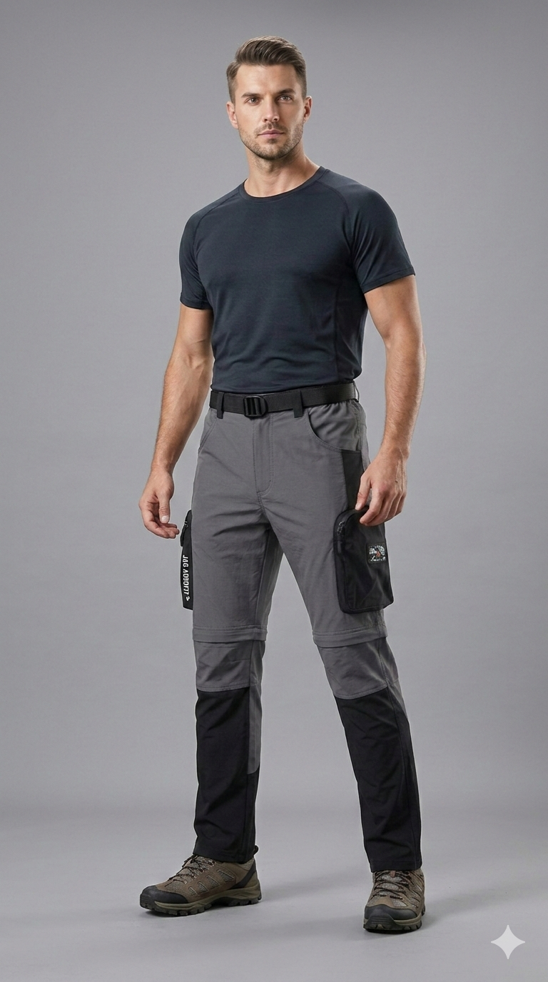 JAG Aerofit Convertible Travel & Hiking Pants | 5 Pocket Design | Stretchable Fabric | Space Grey