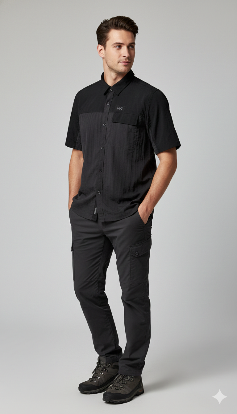 JAG Summit Seeker Hiking, Trekking & Travel Shirt | Ultra Light Parachute Fabric | Half Sleeves | Quick Dry | Asteriod