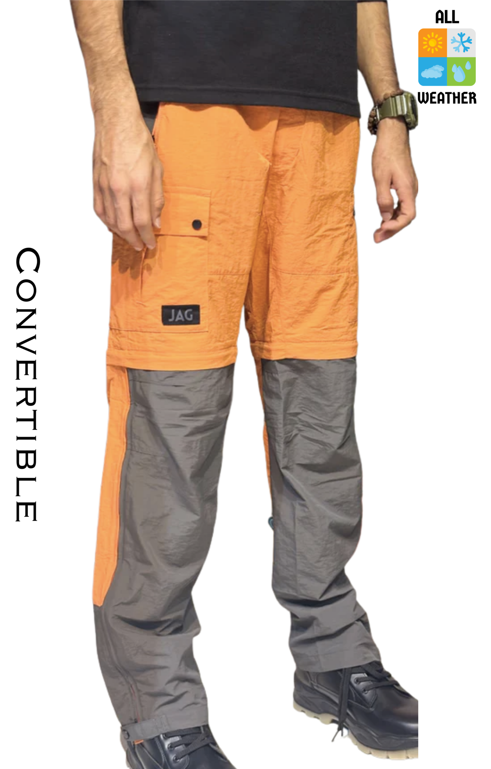 JAG TerraTrek Convertible Limited Edition Trekking Pant | Cosmic Orange | Bottom Zipper | Ultra Light Crush Fabric - Image 4