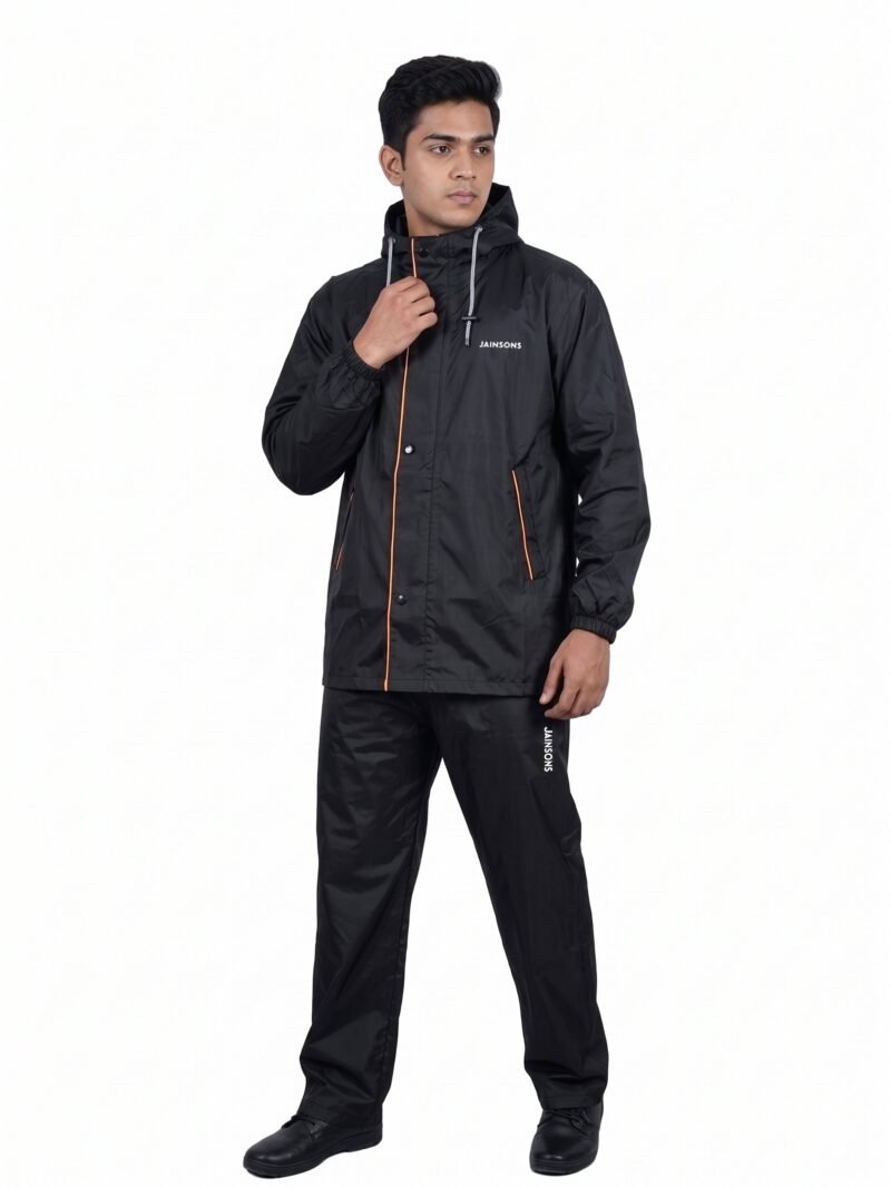 Jainsons Men's Rio Safari Raincoat Set | Black & Yellow | Poly Micro Seam Sealed | 3000MM Waterproof Tested