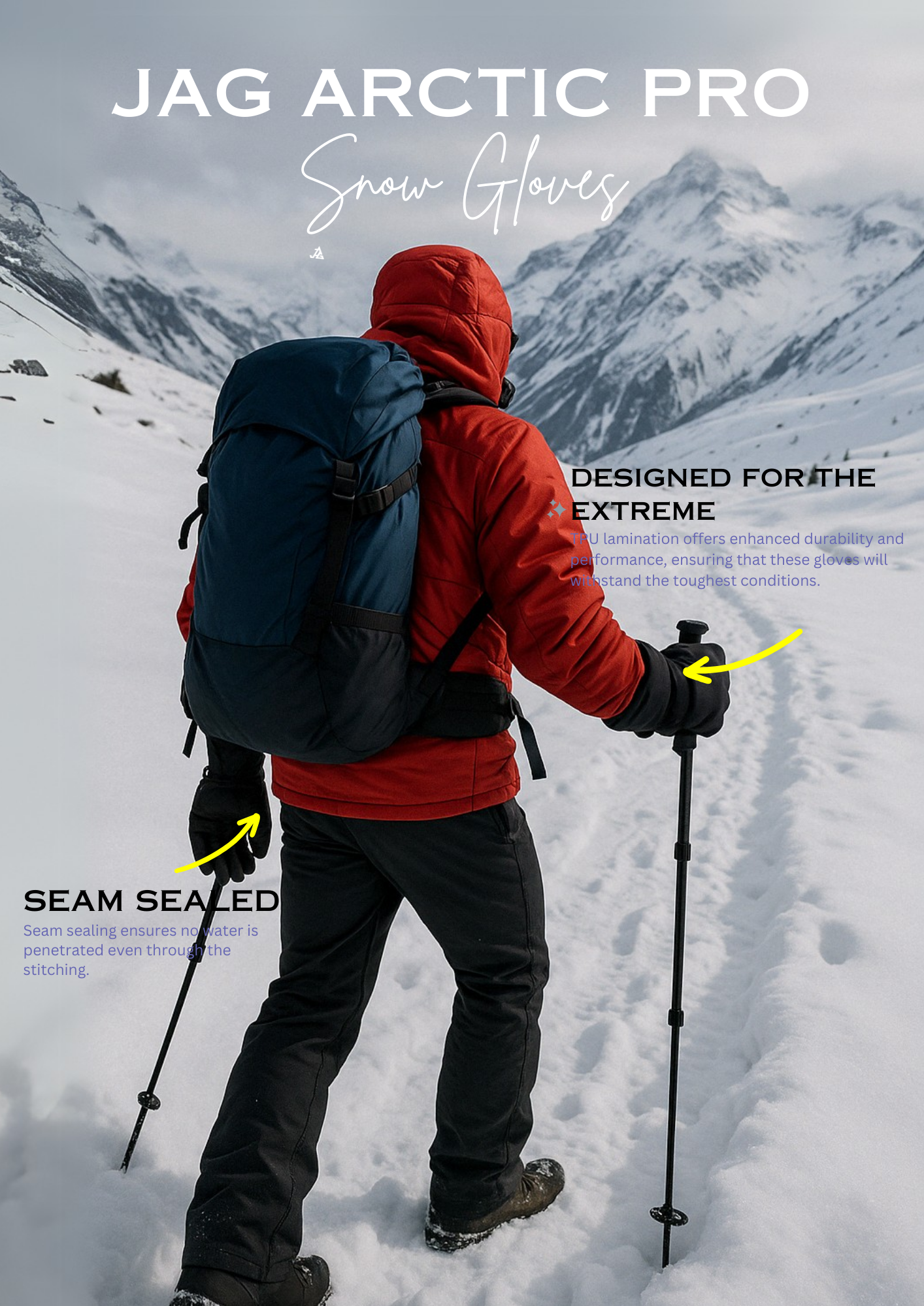 JAG Arctic Pro Snow Gloves | 100% Waterproof | Minus 10 Tested Gloves | Intense Warm Tech