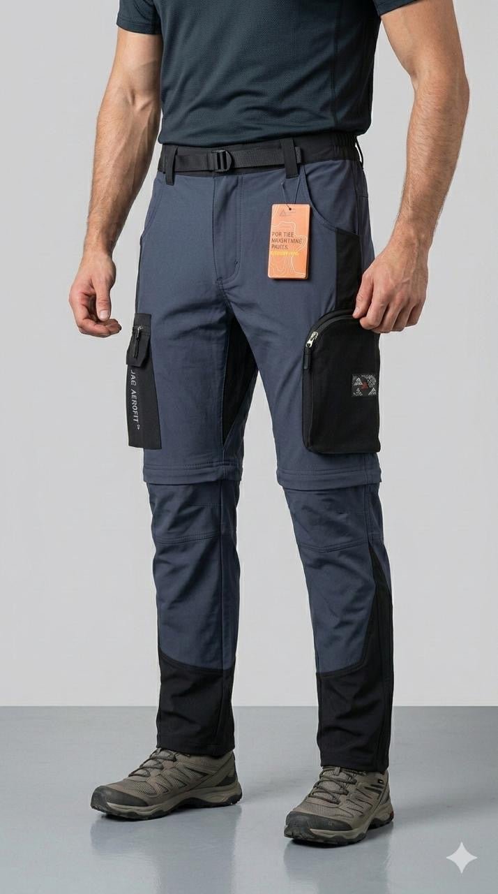 JAG Aerofit Convertible Travel & Hiking Pants | 5 Pocket Design | Stretchable Fabric | Deep Blue | Pants for Trekking