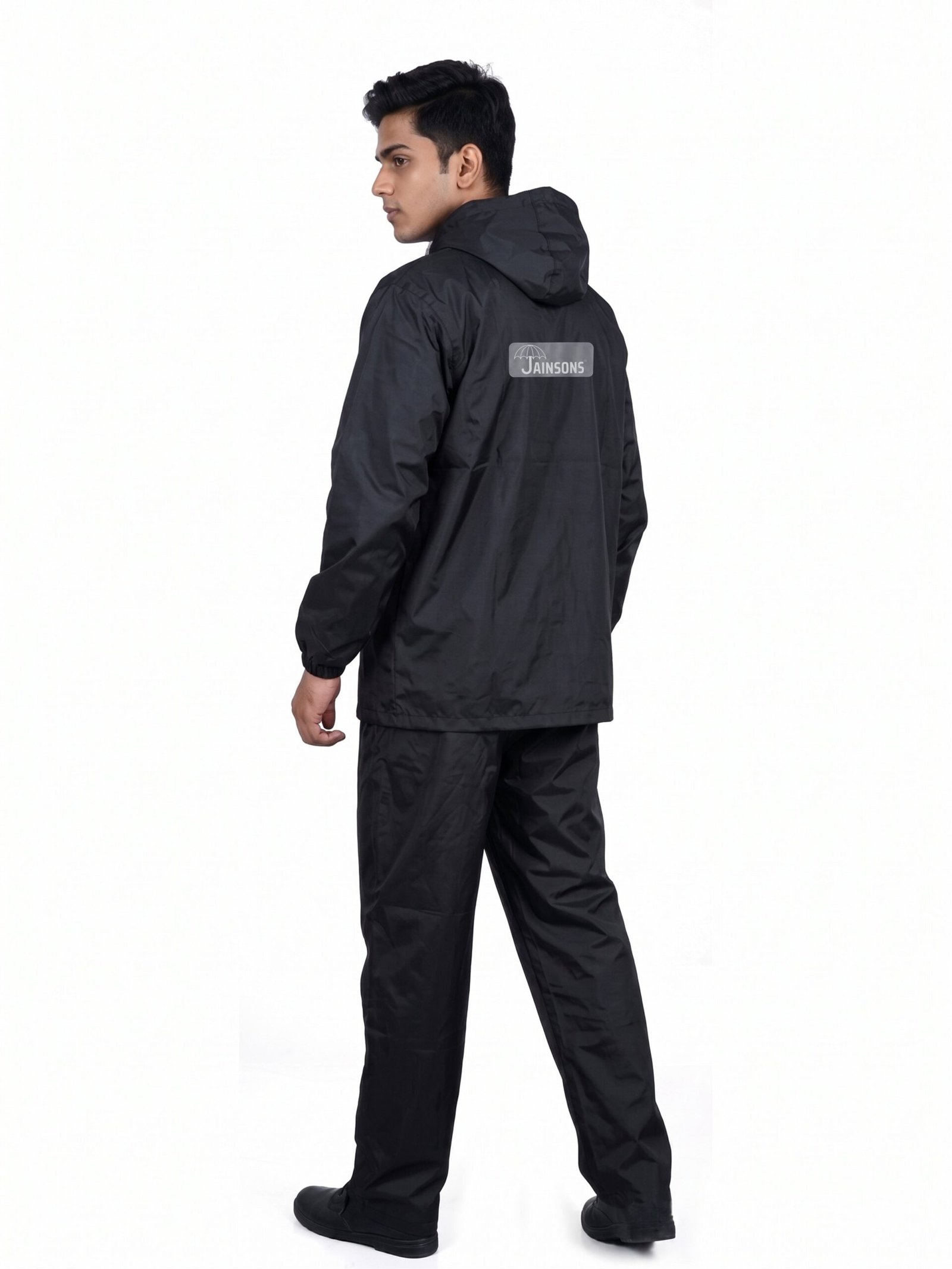 Jainsons Premium Men's Raincoat Set | Black & Red | Waterproof Hooded Rain Suit with Jacket, Pants & Carry Pouch - Image 2