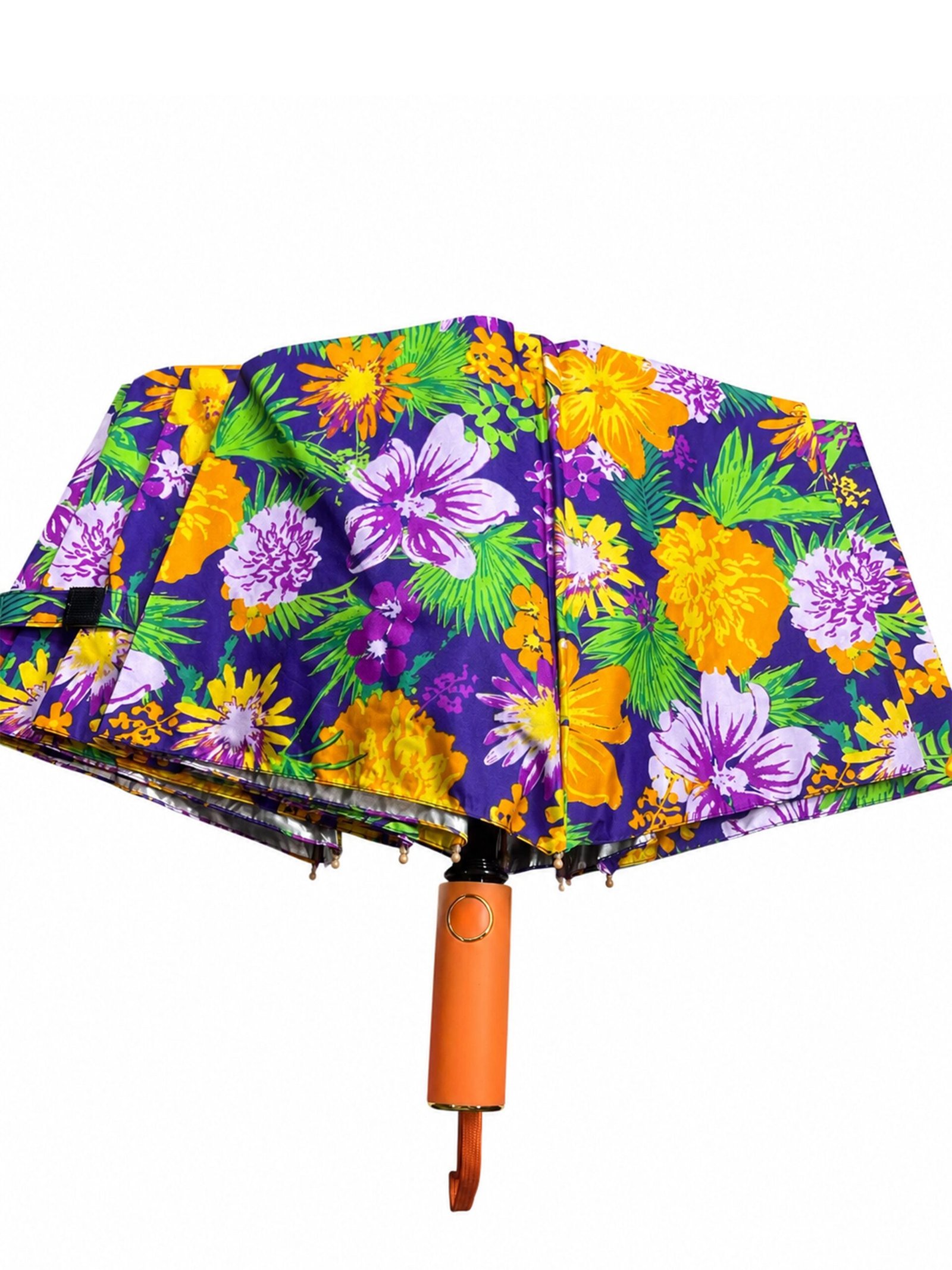 Jainsons Bloom X4 Umbrella | 2 Fold Umbrella | Silver Print | Flora 4 - Image 2