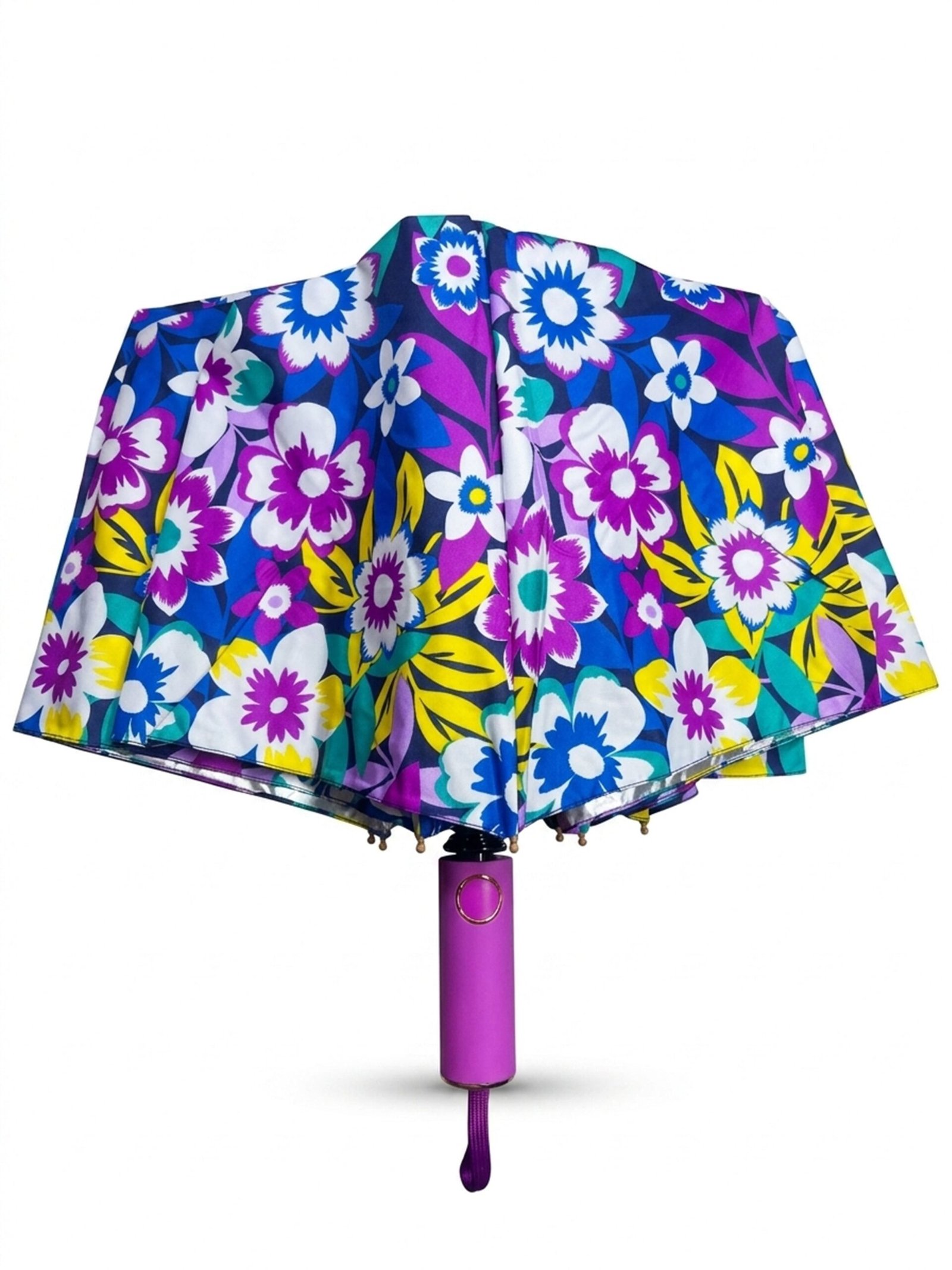 Jainsons Bloom X4 Umbrella | 2 Fold Umbrella | Silver Print | Flora 6 - Image 2