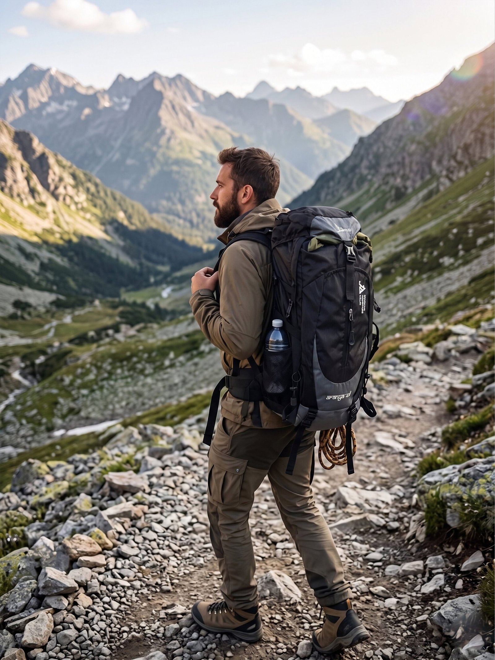 JAG Aranya 45L Alpine Backpack | Air Flow Back Support | Twin Aluminium Rods + Mesh | Granite Peak