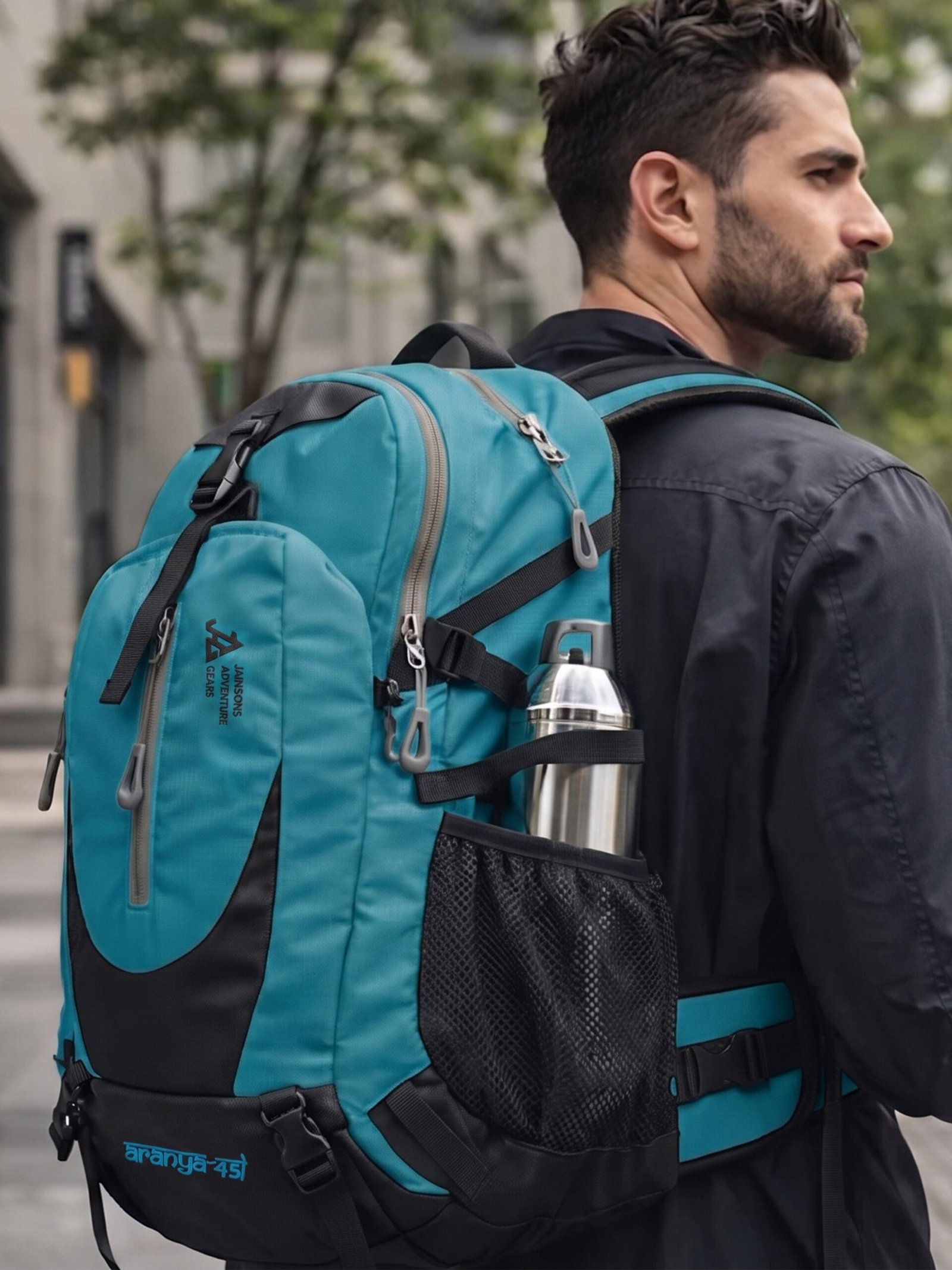 JAG Aranya 45L Alpine Backpack | Air Flow Back Support | Twin Aluminium Rods + Mesh | Glacier Blue - Image 3