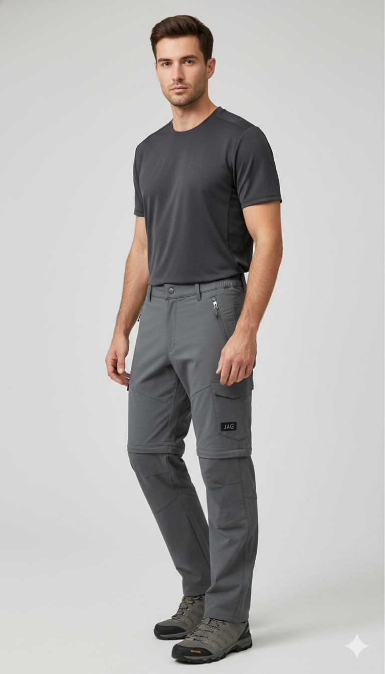 JAG Discovery Series | Quick Dry Convertible Trekking, Hiking & Travel Pants | Breathable Fabric | Stretchable Fabric | Unisex Design | Space Grey