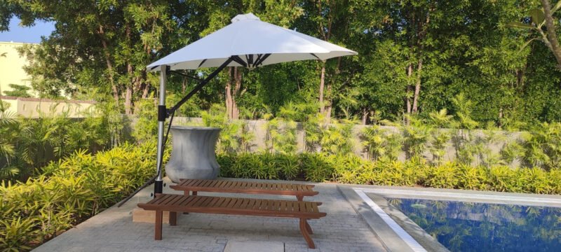 Premium Fringed Garden Parasol | Round Side Pole | Luxury Umbrella | Made in Bharat