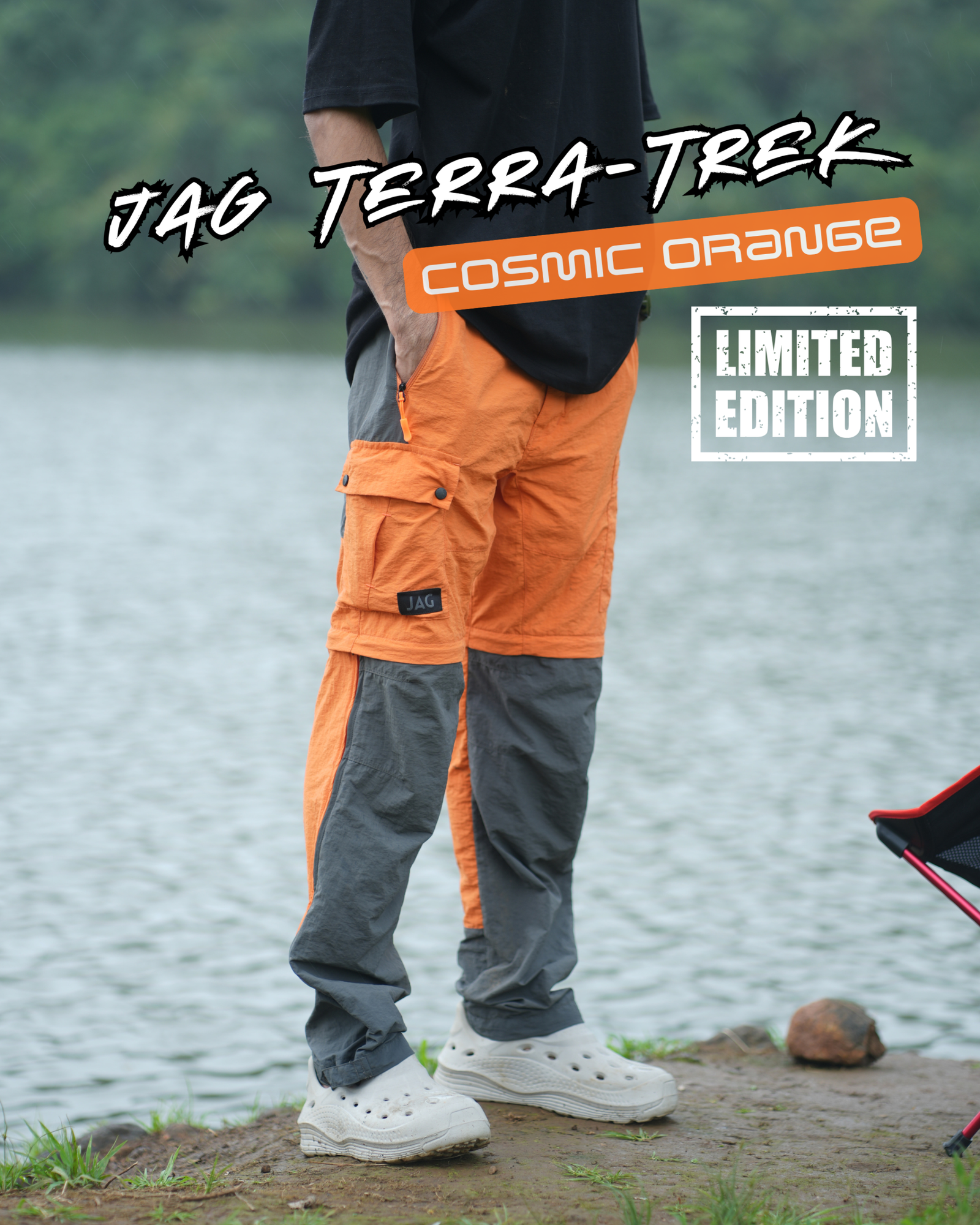 JAG TerraTrek Convertible Limited Edition Trekking Pant | Cosmic Orange | Bottom Zipper | Ultra Light Crush Fabric - Image 5