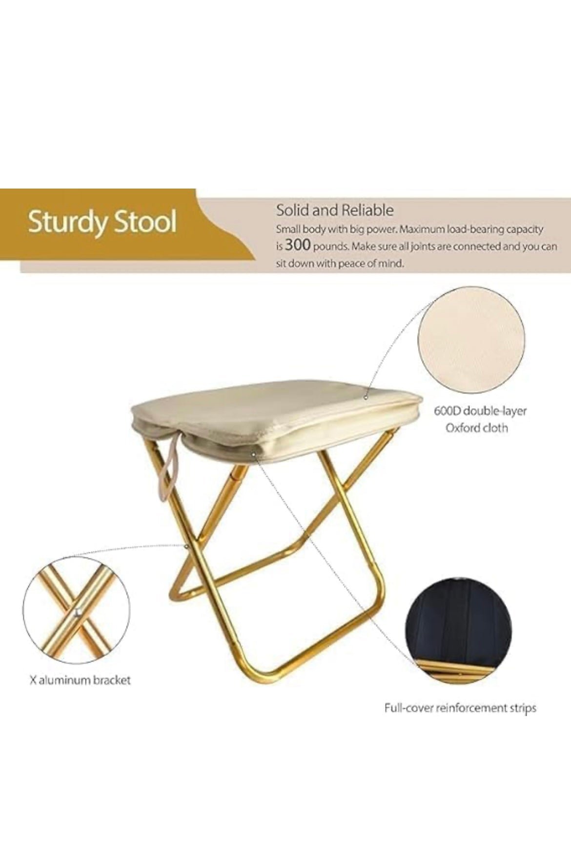 JAG|Folding Stool – Mini Outdoor Camping Chair | Portable Lightweight Foldable Stool with Carry Bag | Durable Slacker Seat for Fishing, Hunting, Travel, Hiking & Picnics - Image 3